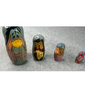 Disney Eeyore Winnie the Pooh Nesting Dolls Hand Painted Wood Folk Art Whimsical